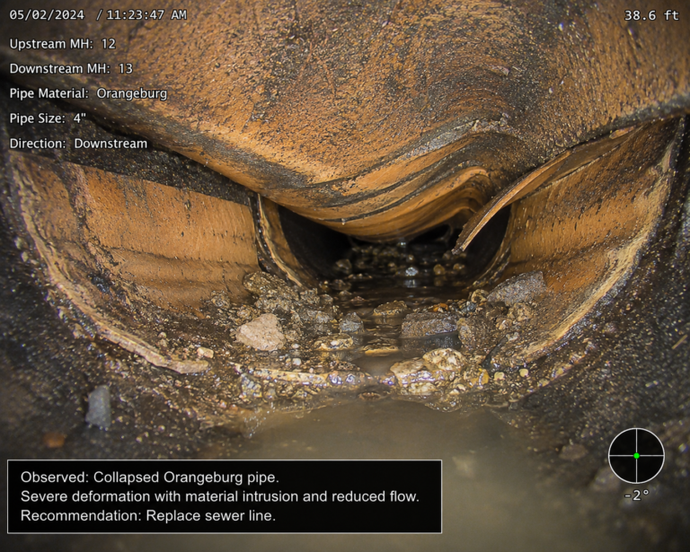 sewer camera inspection of Old pipe