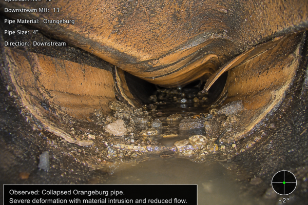 sewer camera inspection of Old pipe